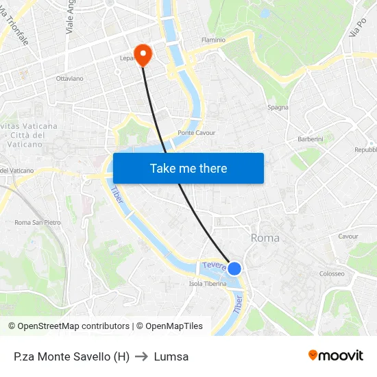 Monte Savello Square (H) to Lumsa map