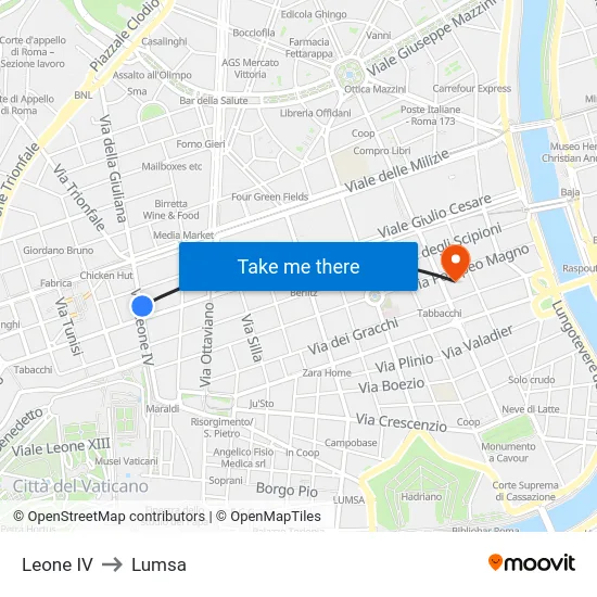 Leone IV to Lumsa map