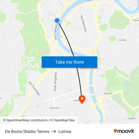 De Bosis/Stadio Tennis to Lumsa map