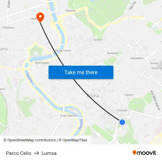 Parco Celio to Lumsa map