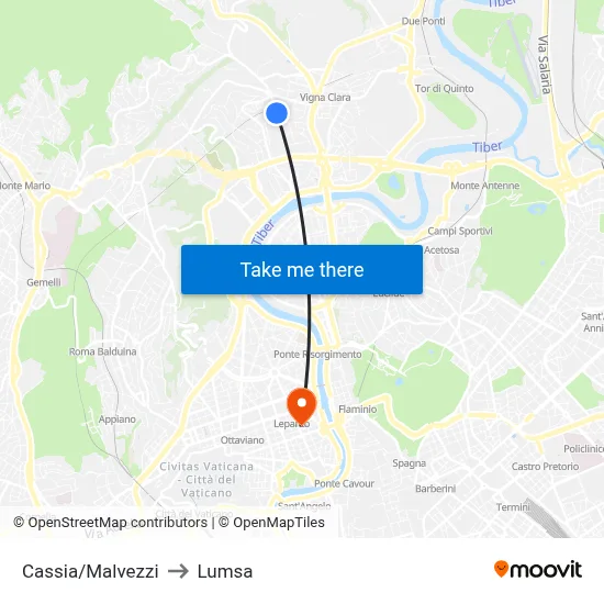 Cassia/Malvezzi to Lumsa map
