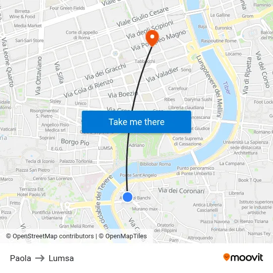 Paola to Lumsa map