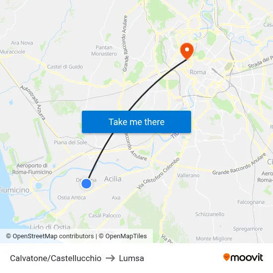 Calvatone/Castellucchio to Lumsa map