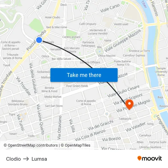 Clodio to Lumsa map