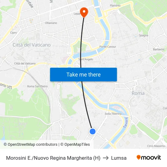 Morosini E./Nuovo Regina Margherita (H) to Lumsa map