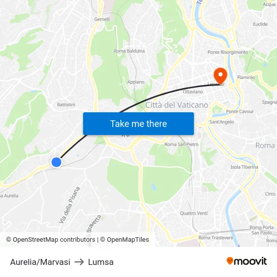 Aurelia/Marvasi to Lumsa map