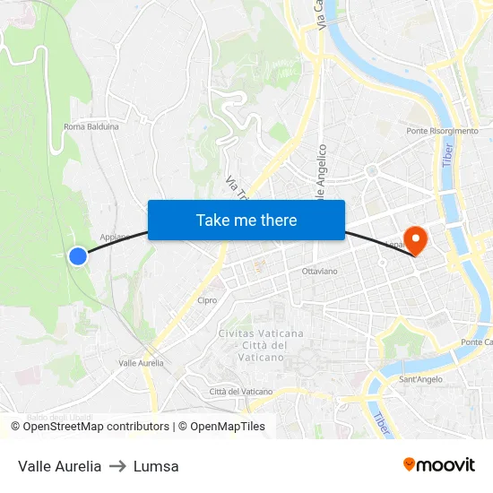 Valle Aurelia to Lumsa map