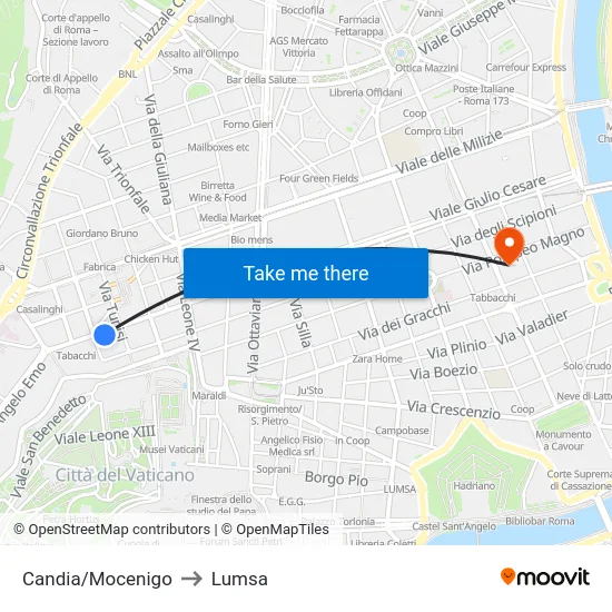 Candia/Mocenigo to Lumsa map