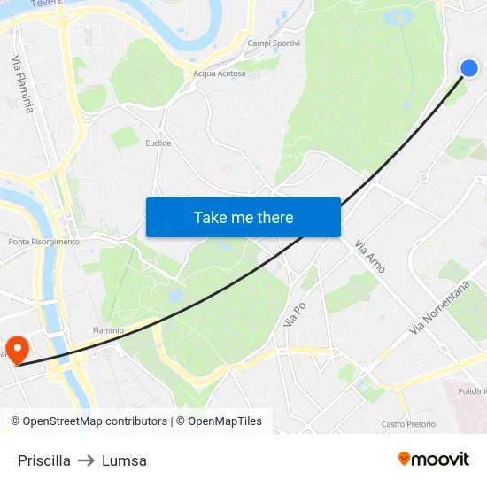 Priscilla to Lumsa map