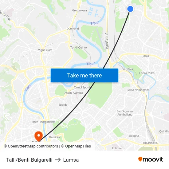 Talli/Benti Bulgarelli to Lumsa map
