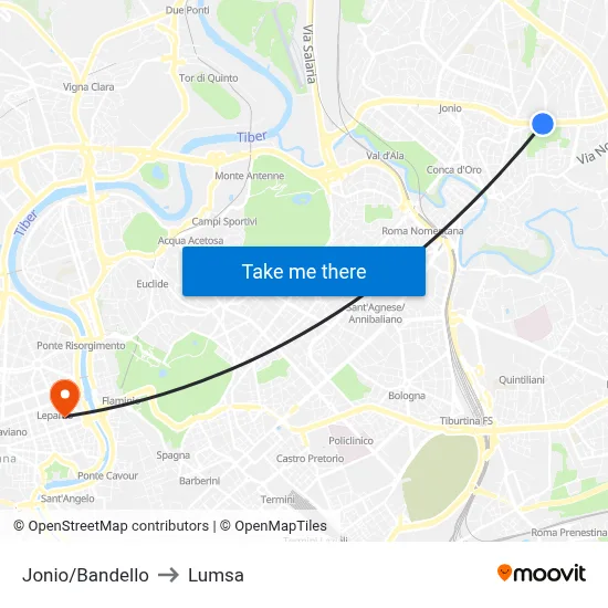 Jonio/Bandello to Lumsa map