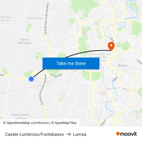 Casale Lumbroso/Fontebasso to Lumsa map