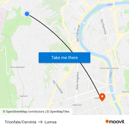 Trionfale/Cervinia to Lumsa map