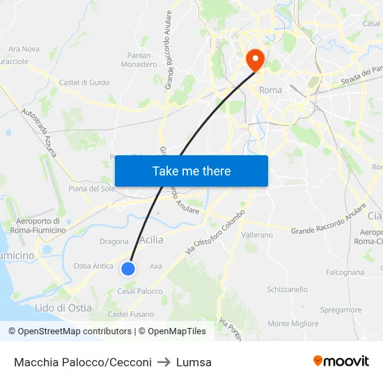 Macchia Palocco/Cecconi to Lumsa map