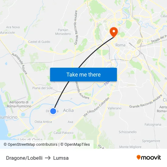 Dragone/Lobelli to Lumsa map