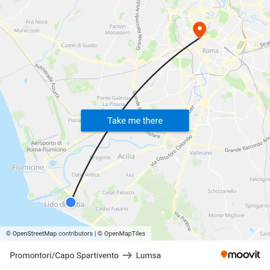 Promontori/Cape Spartivento to Lumsa map