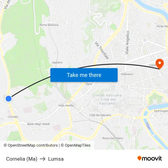 Cornelia (MA) to Lumsa map