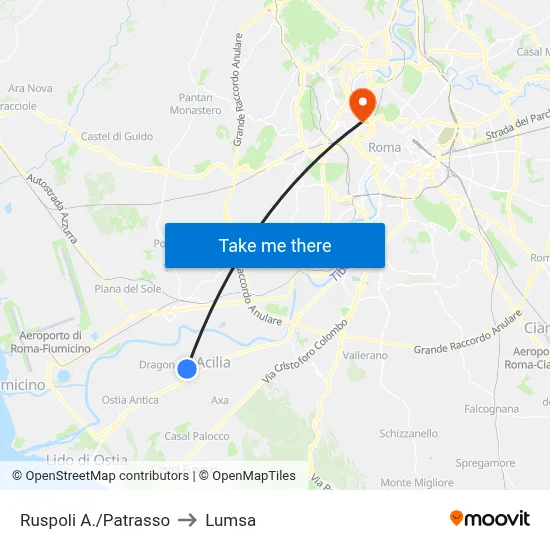 Ruspoli A./Patrasso to Lumsa map
