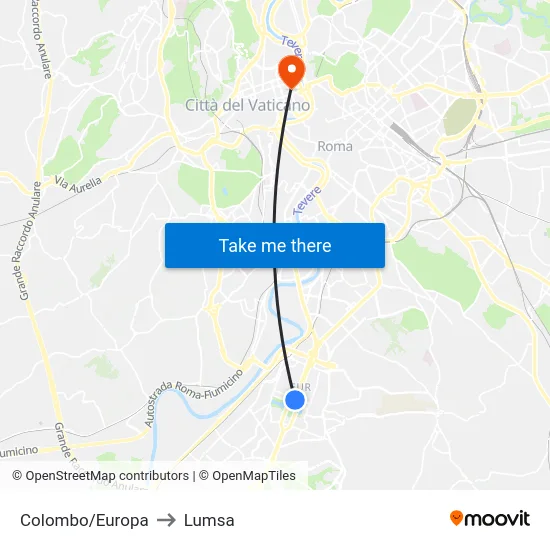 Colombo/Europa to Lumsa map