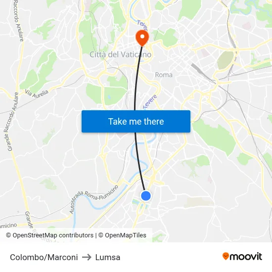 Colombo/Marconi to Lumsa map