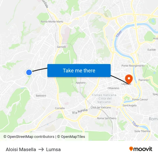 Aloisi Masella to Lumsa map
