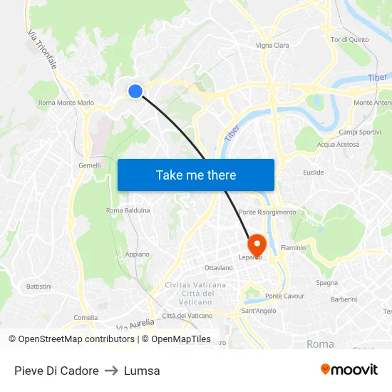 Pieve Di Cadore to Lumsa map