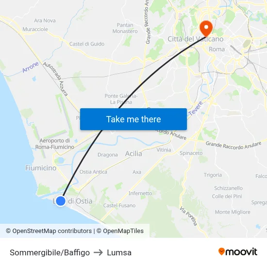 Sommergibile/Baffigo to Lumsa map