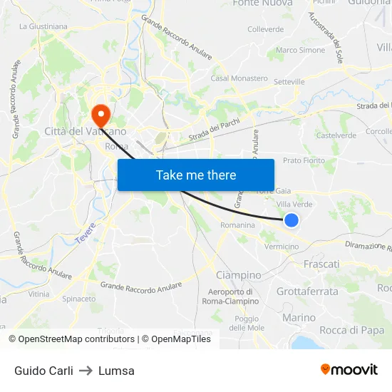 Guido Carli to Lumsa map
