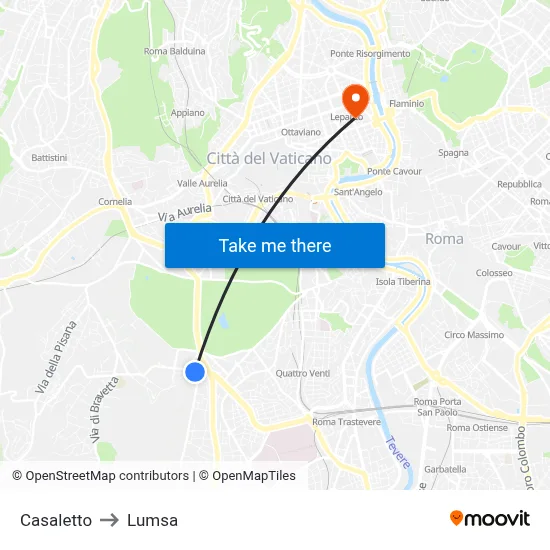 Casaletto to Lumsa map