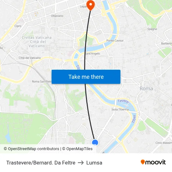 Trastevere/Bernard. Da Feltre to Lumsa map