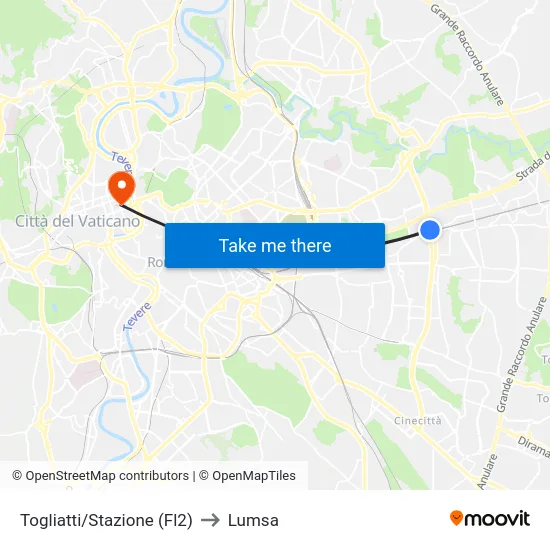 Togliatti/Stazione (Fl2) to Lumsa map
