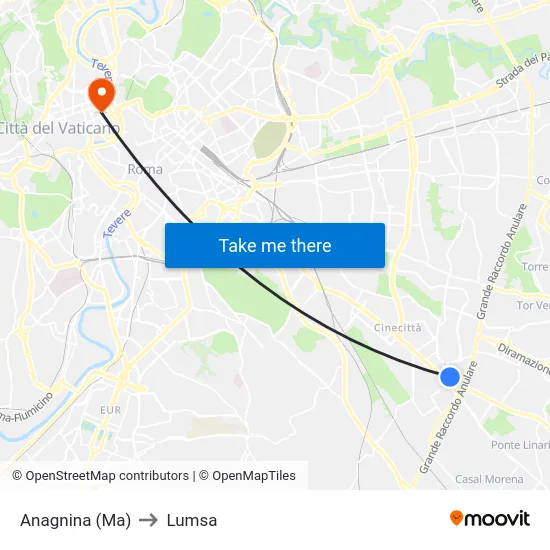 Anagnina (Ma) to Lumsa map