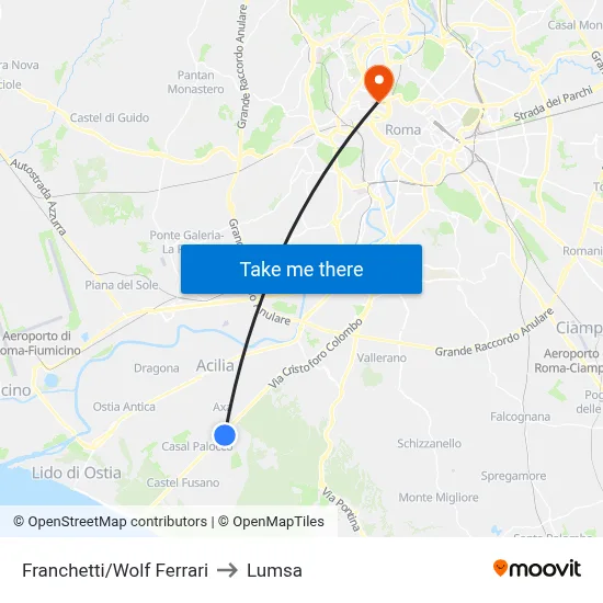 Franchetti/Wolf Ferrari to Lumsa map