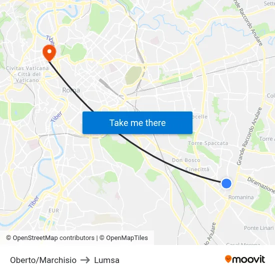 Oberto/Marchisio to Lumsa map