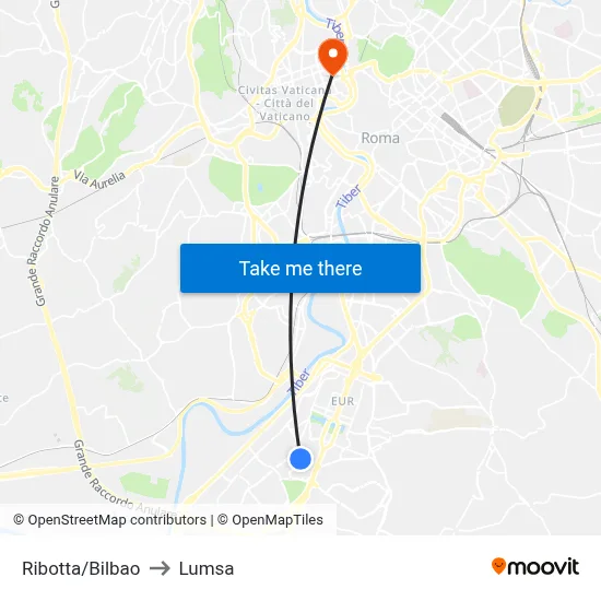 Ribotta/Bilbao to Lumsa map