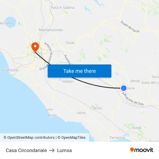 Casa Circondariale to Lumsa map