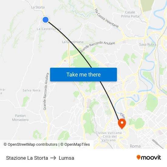 La Storta Station to Lumsa map