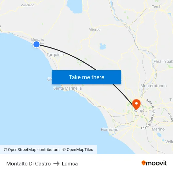 Montalto Di Castro to Lumsa map