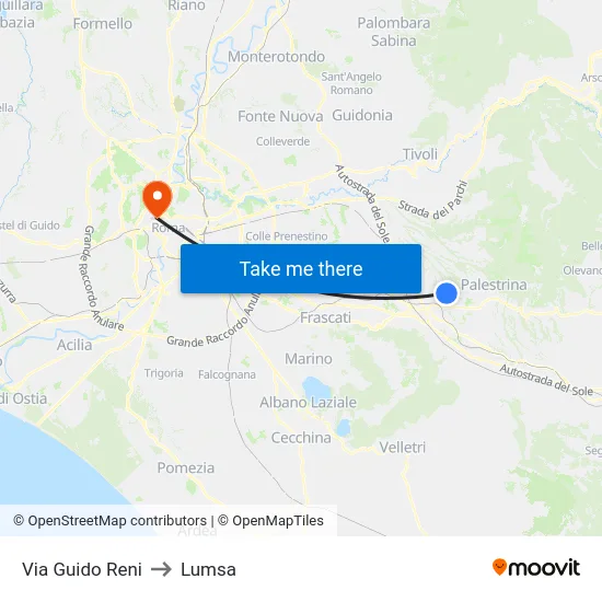 Via Guido Reni to Lumsa map