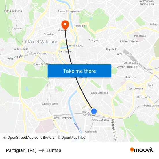 Partigiani (Fs) to Lumsa map