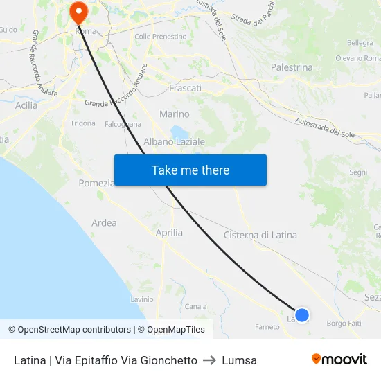 Latina | Via Epitaffio Via Gionchetto to Lumsa map