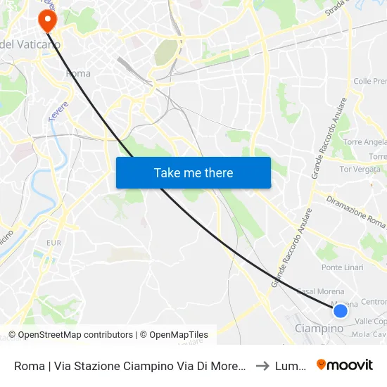 Roma | Via Stazione Ciampino Via Di Morena to Lumsa map