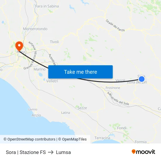 Sora | Stazione FS to Lumsa map