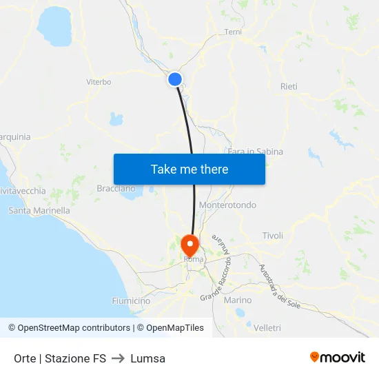 Orte | Stazione FS to Lumsa map