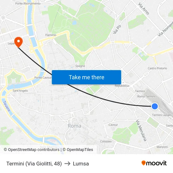Termini (Via Giolitti, 48) to Lumsa map
