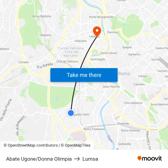 Abate Ugone/Donna Olimpia to Lumsa map