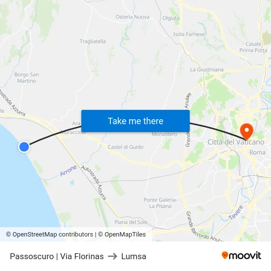 Passoscuro | Via Florinas to Lumsa map