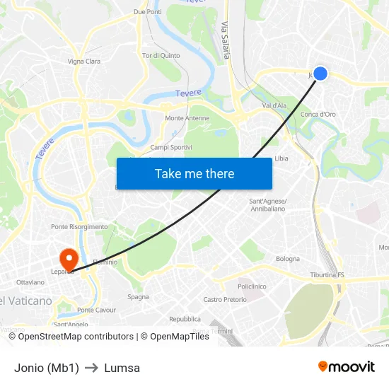 Jonio (Mb1) to Lumsa map
