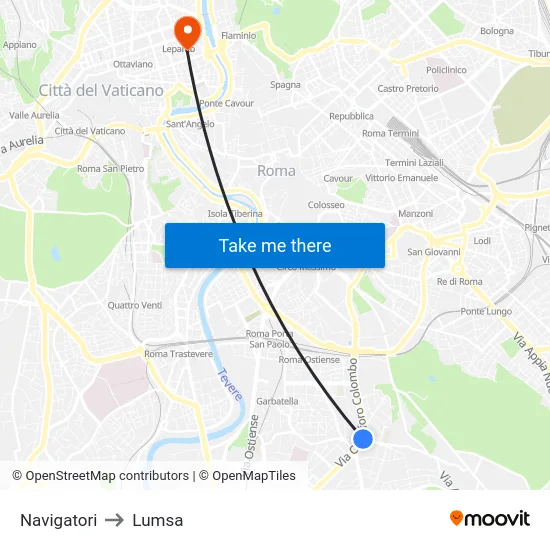 Navigatori to Lumsa map
