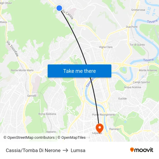 Cassia/Tomba Di Nerone to Lumsa map